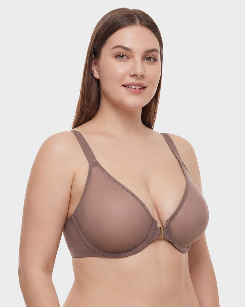 Front-Closure Mesh Support Bra
