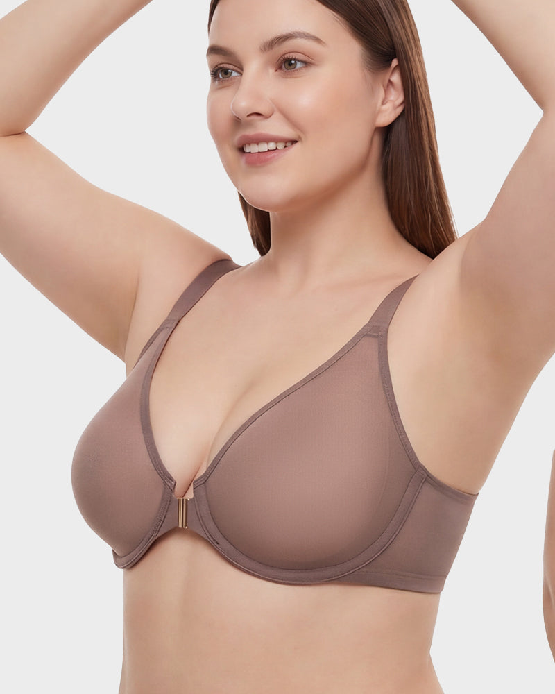 Front-Closure Mesh Support Bra