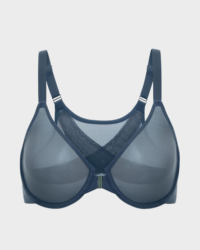 Front-Closure Mesh Support Bra