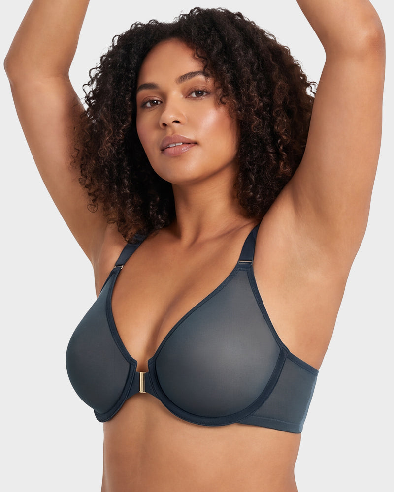 Front-Closure Mesh Support Bra