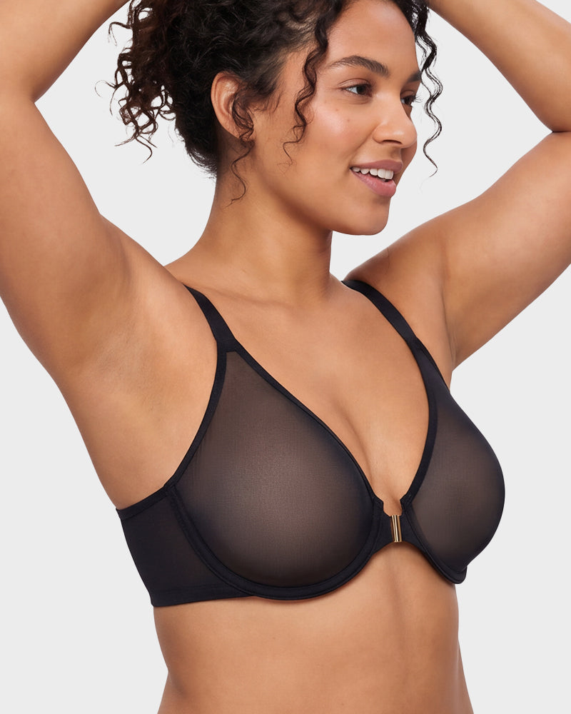 Front-Closure Mesh Support Bra