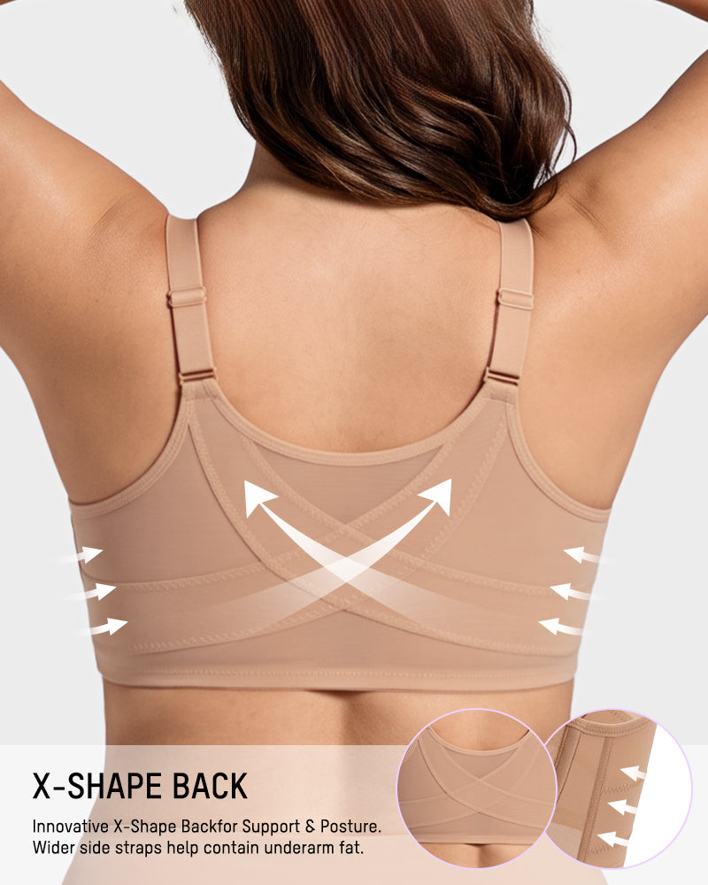 Front-Closure Mesh Support Bra