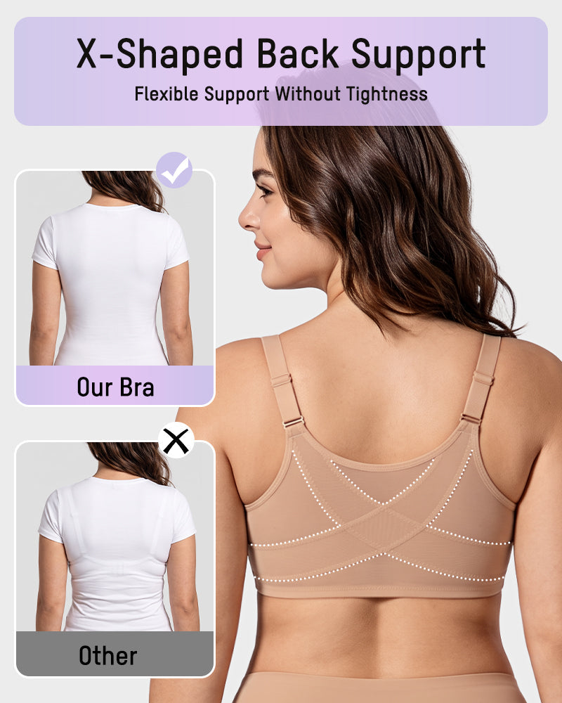 Front-Closure Mesh Support Bra