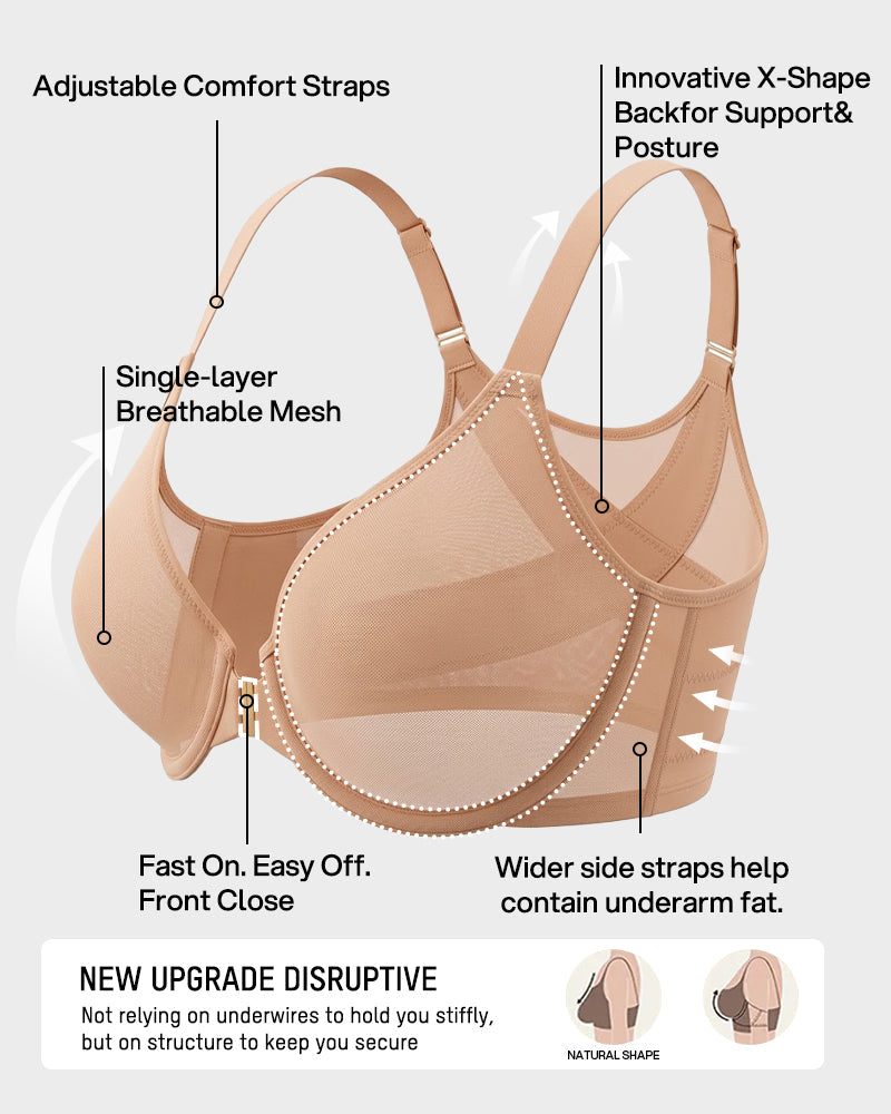 Front-Closure Mesh Support Bra