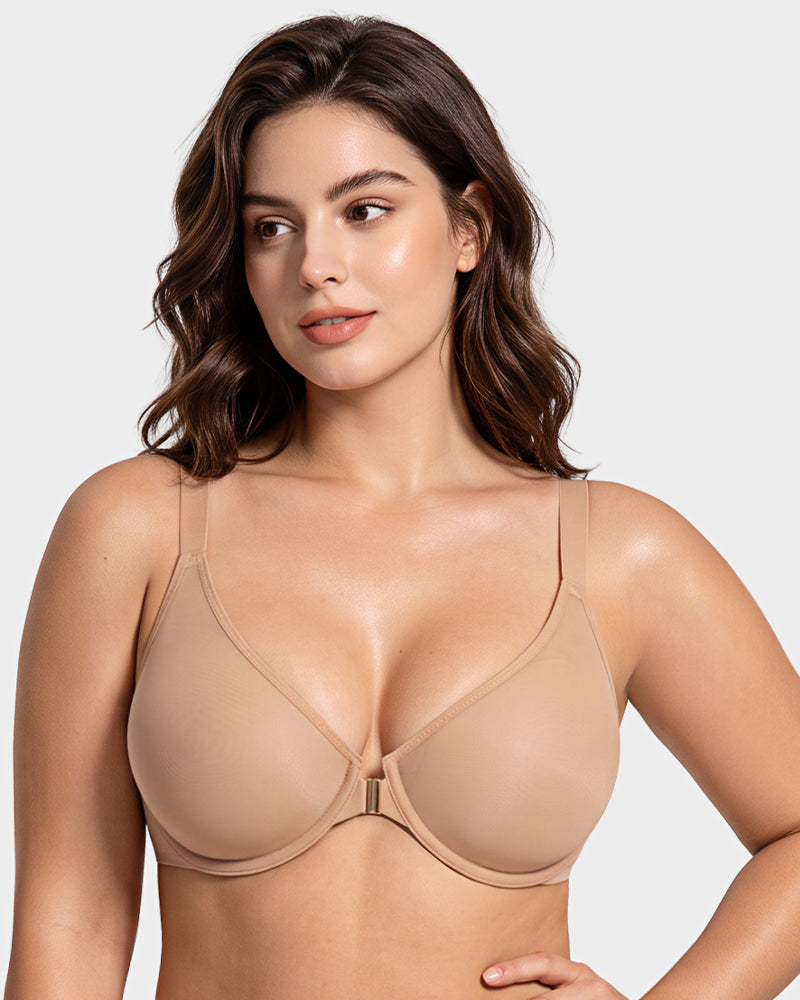Front-Closure Mesh Support Bra