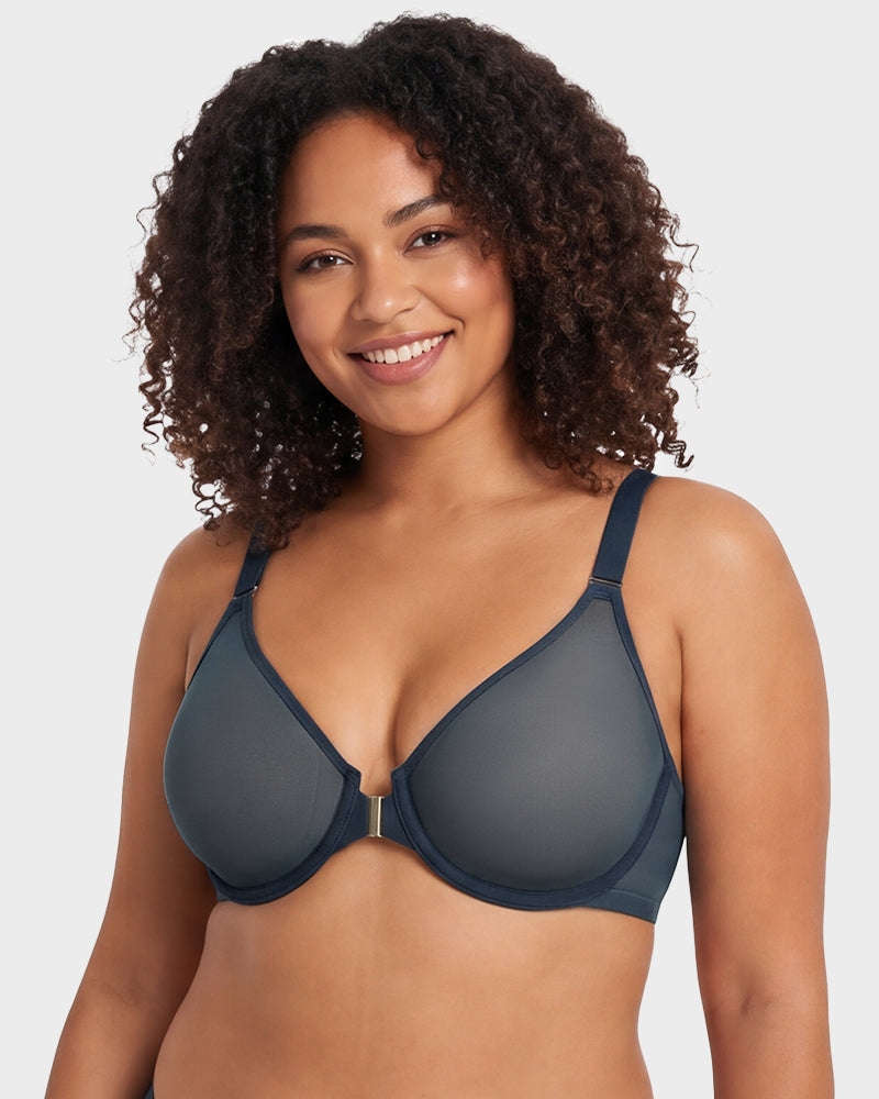 Front-Closure Mesh Support Bra