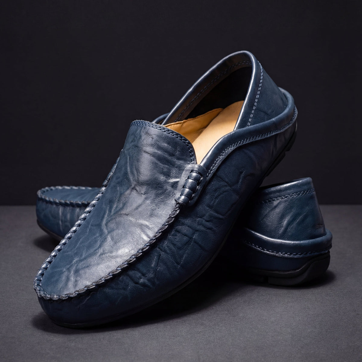 Men's Hand-Stitched Moccasin Driving Loafers
