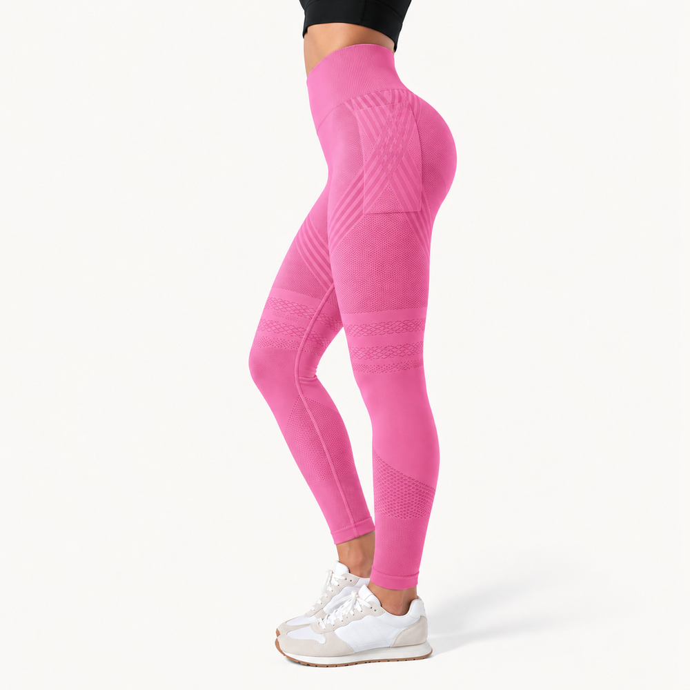 Textured High-Waist Leggings with Phone Pocket