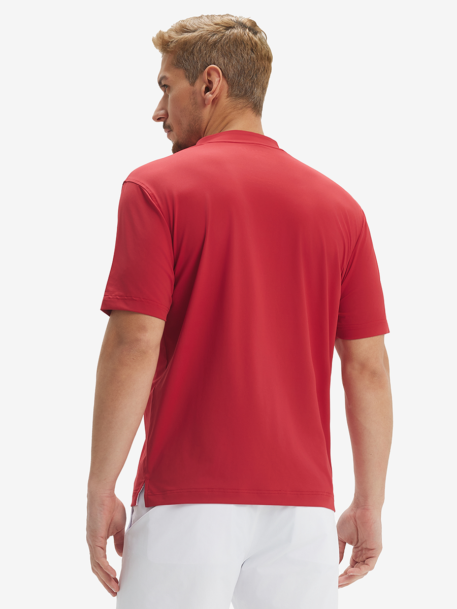 Men's Moisture-Wicking Band Collar Golf Henley