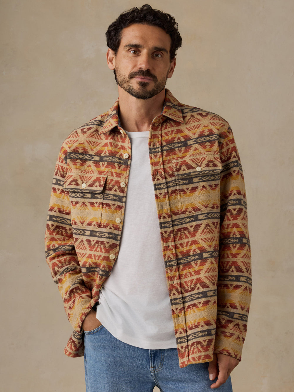 Men's Southwest Jacquard Shirt Jacket