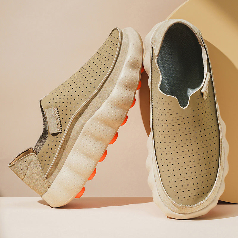 Men's Perforated Wave-Sole Slip-On Loafers