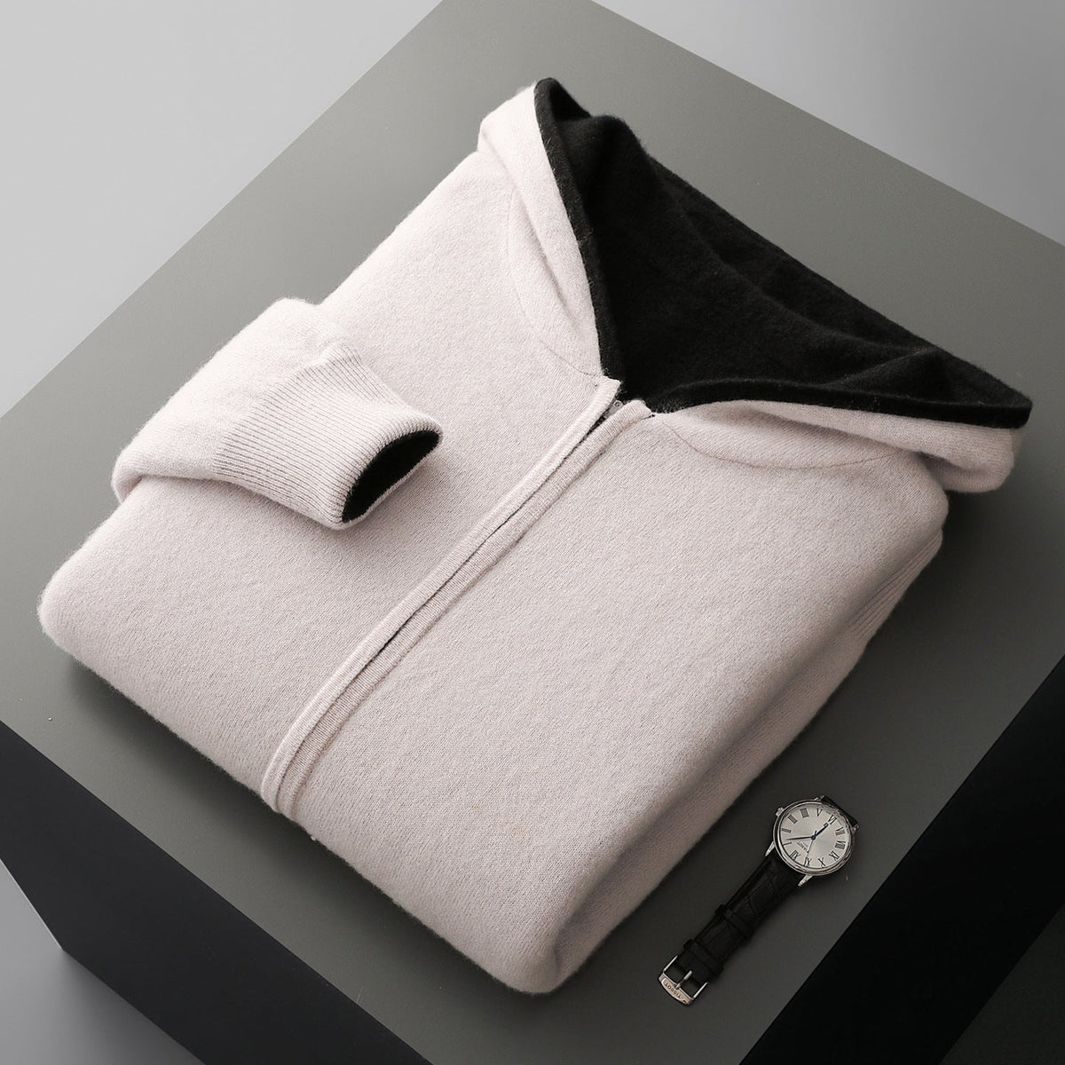 Men's Reversible Cashmere-Touch Zip Hoodie