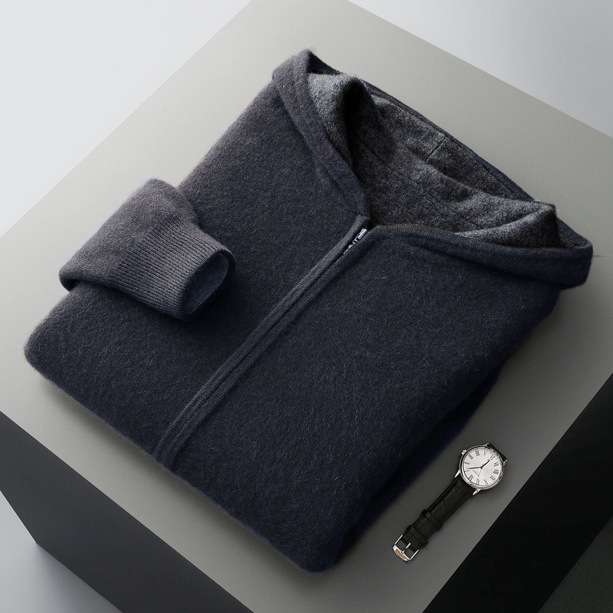 Men's Reversible Cashmere-Touch Zip Hoodie