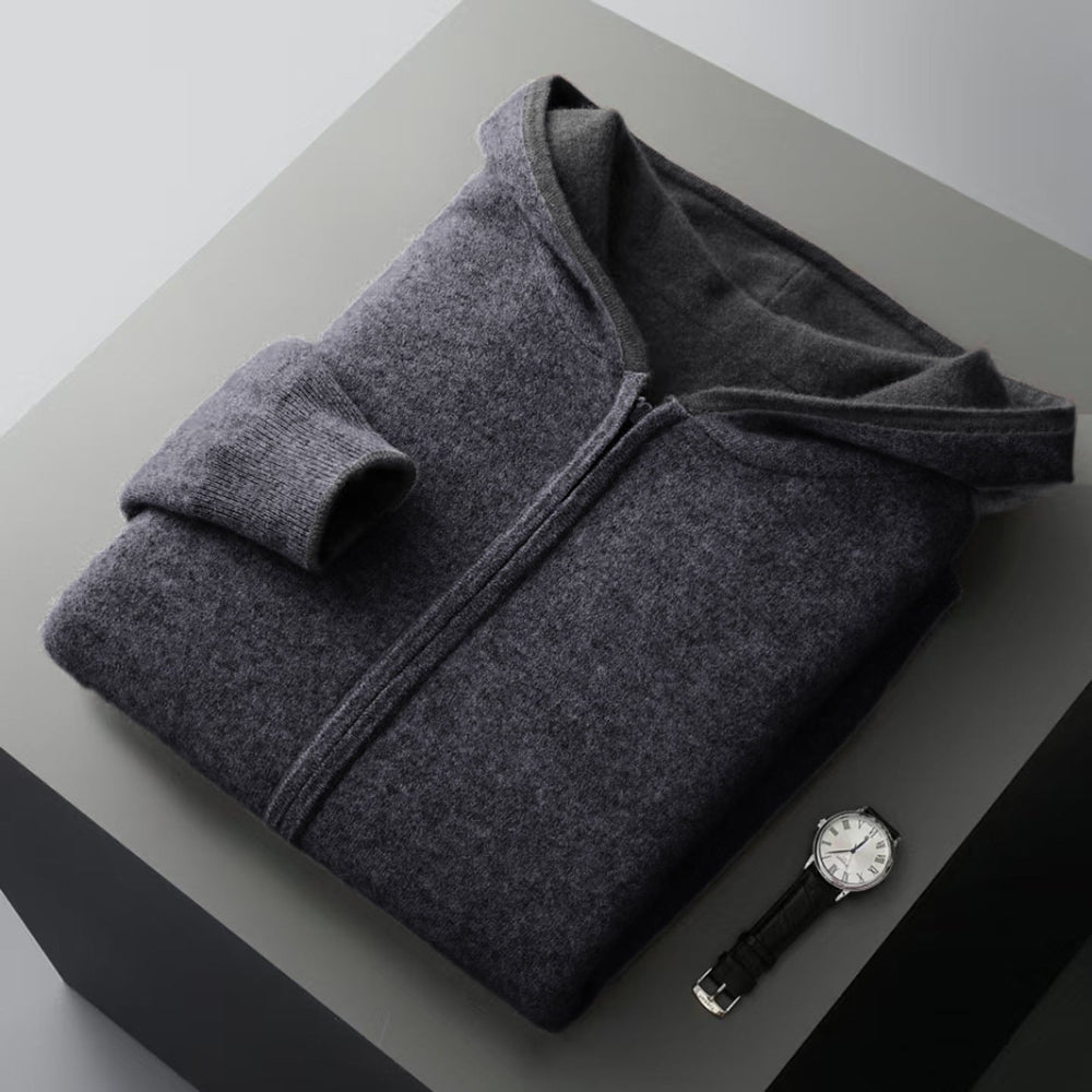 Men's Reversible Cashmere-Touch Zip Hoodie