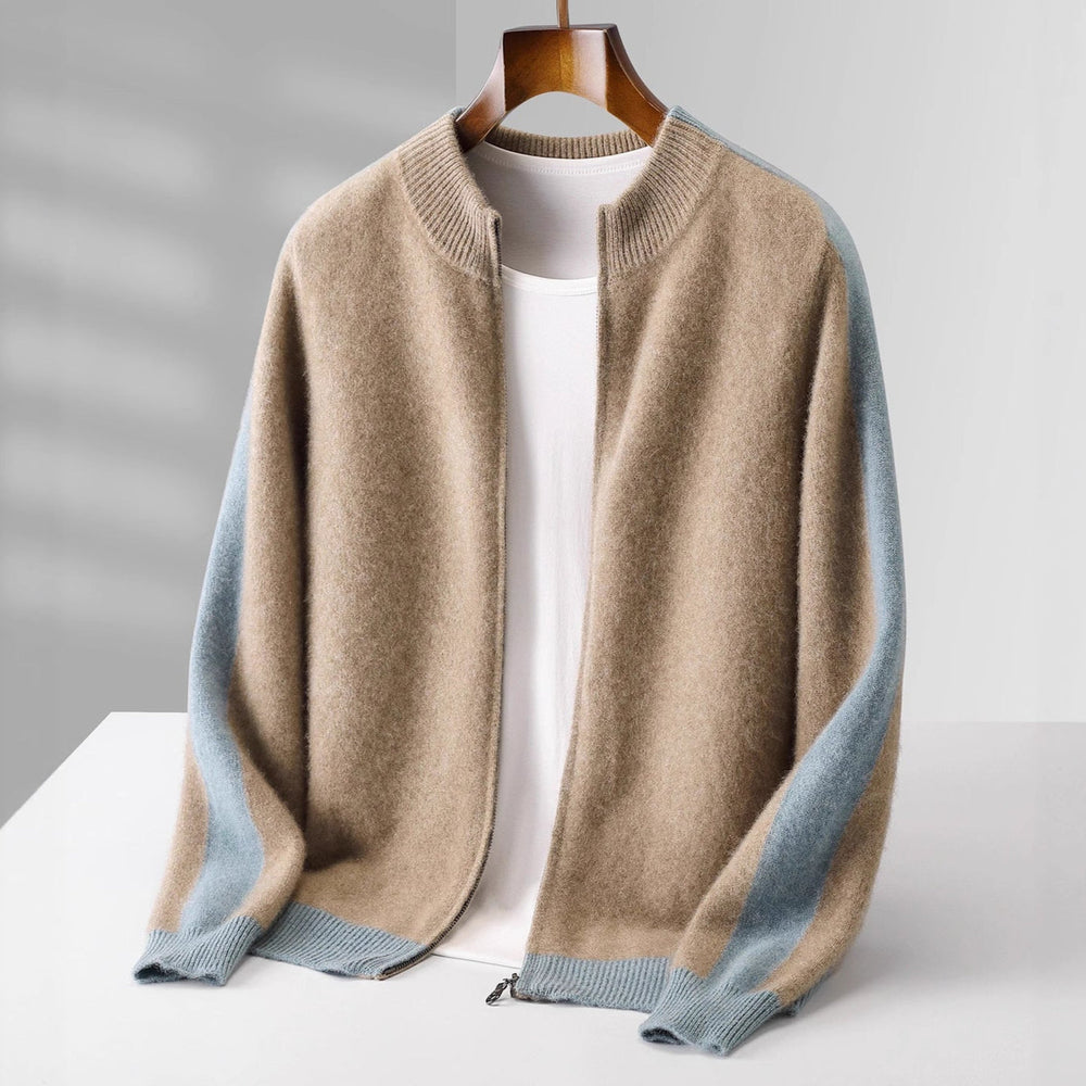 Men's Contrast-Sleeve Zip Knit Jacket