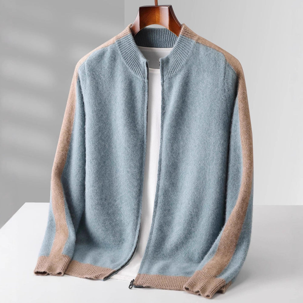 Men's Contrast-Sleeve Zip Knit Jacket