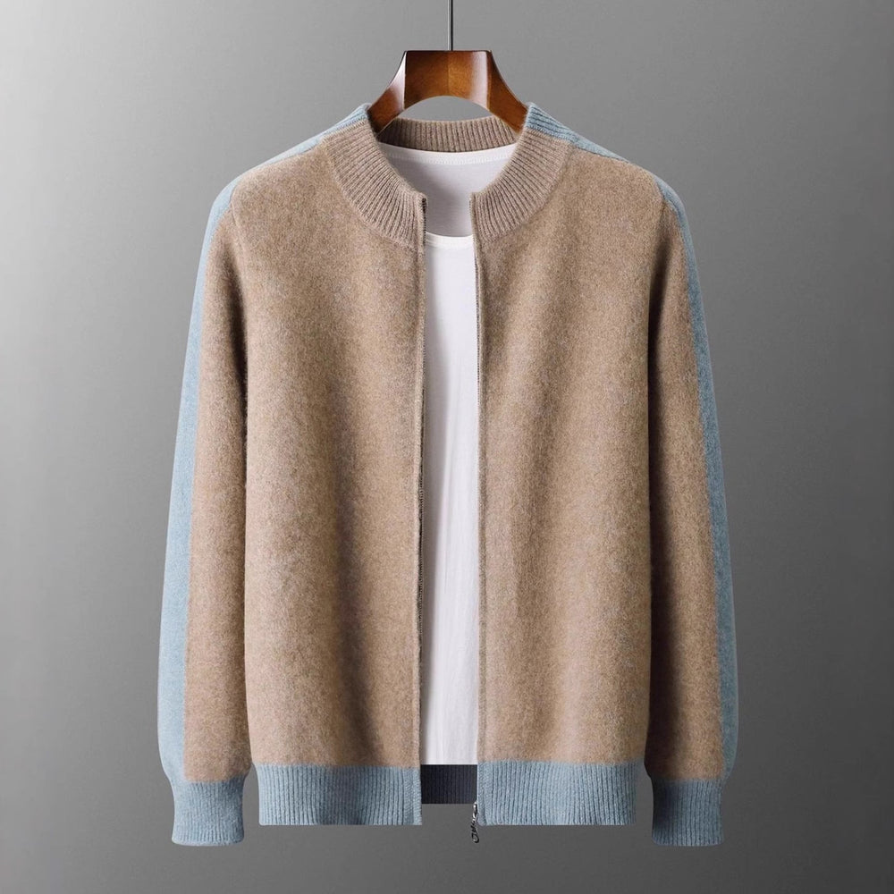 Men's Contrast-Sleeve Zip Knit Jacket