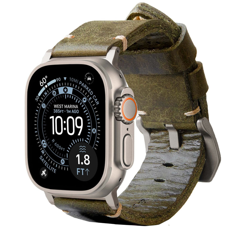 Men's Rugged Oiled Leather-Look Smartwatch Strap