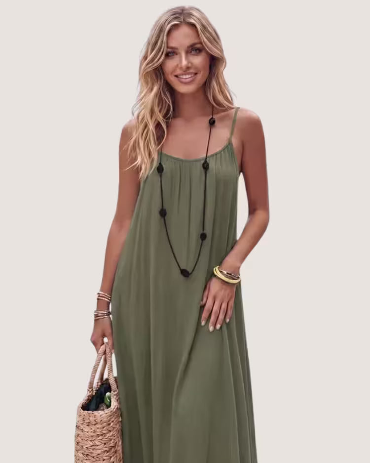 Open-Back Crinkle Maxi Sundress