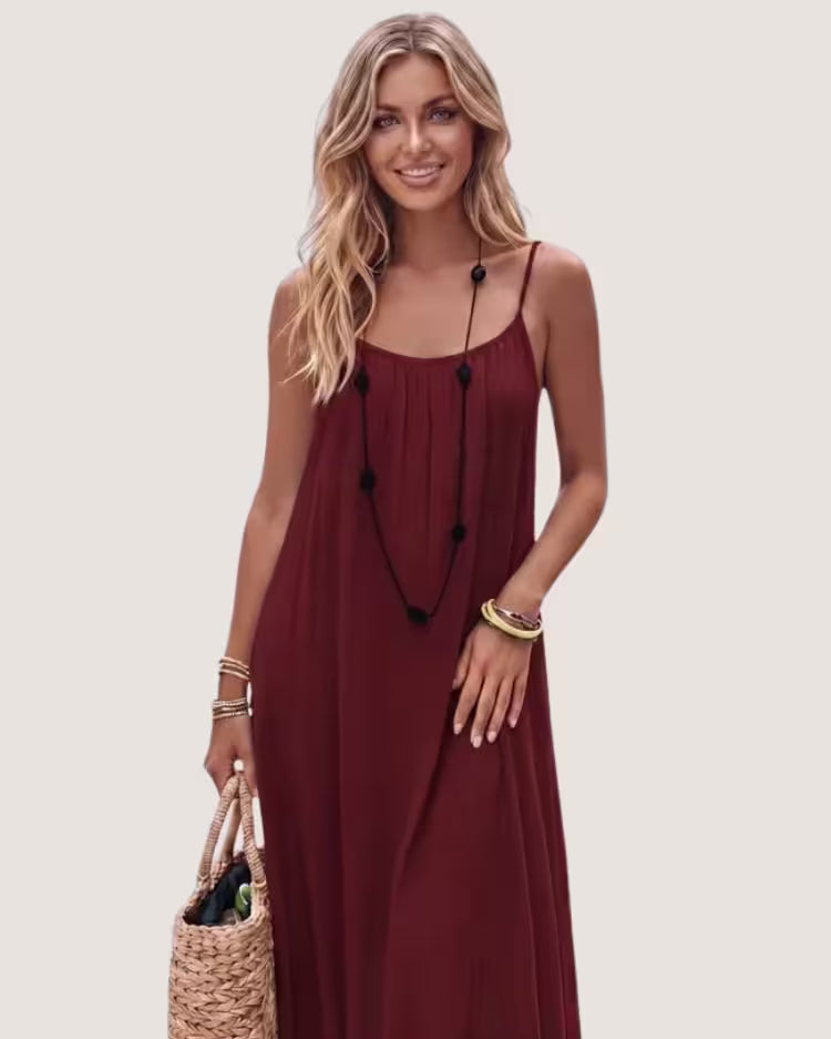 Open-Back Crinkle Maxi Sundress