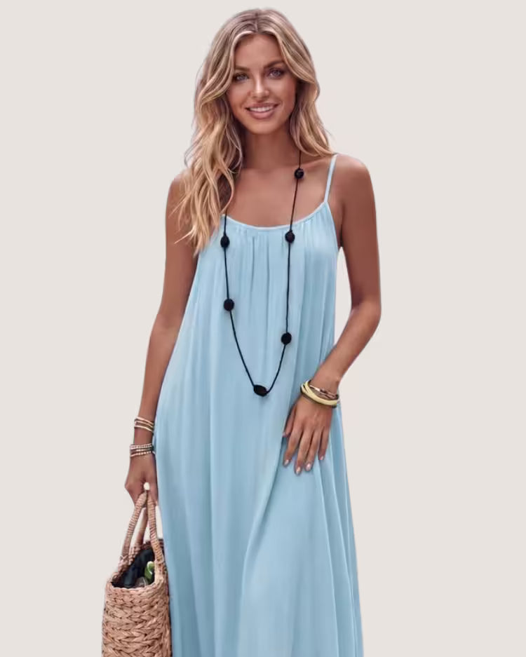 Open-Back Crinkle Maxi Sundress