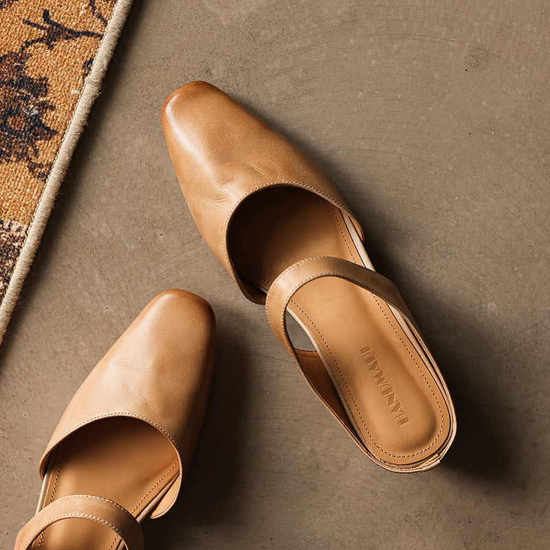 Square-Toe Instep Strap Mules