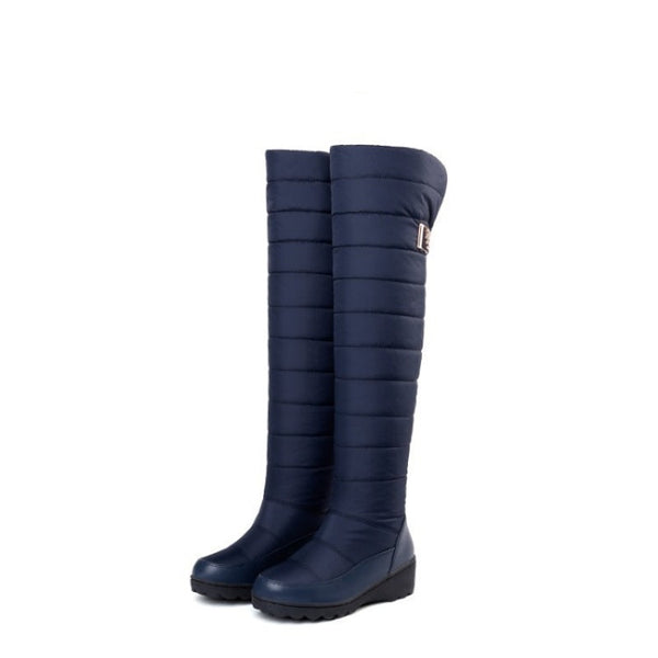 Quilted Knee-High Plush-Lined Snow Boots