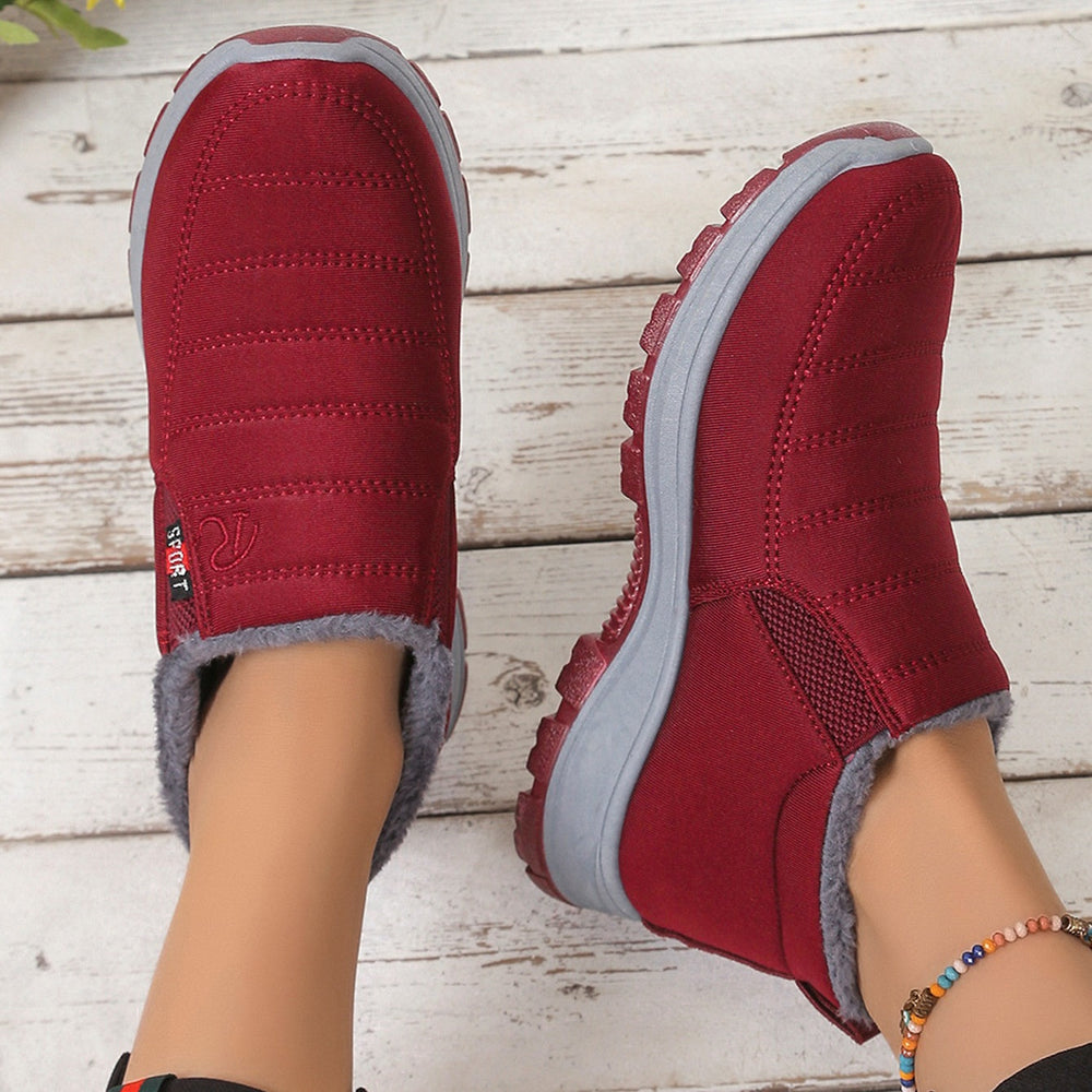 Quilted Plush-Lined Slip-On Sneaker Boots