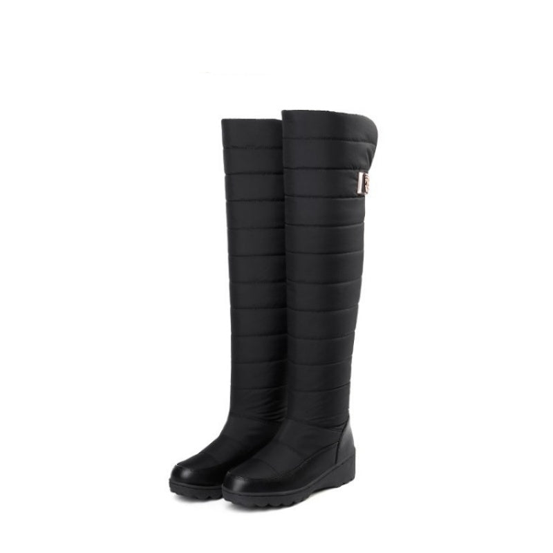 Quilted Knee-High Plush-Lined Snow Boots