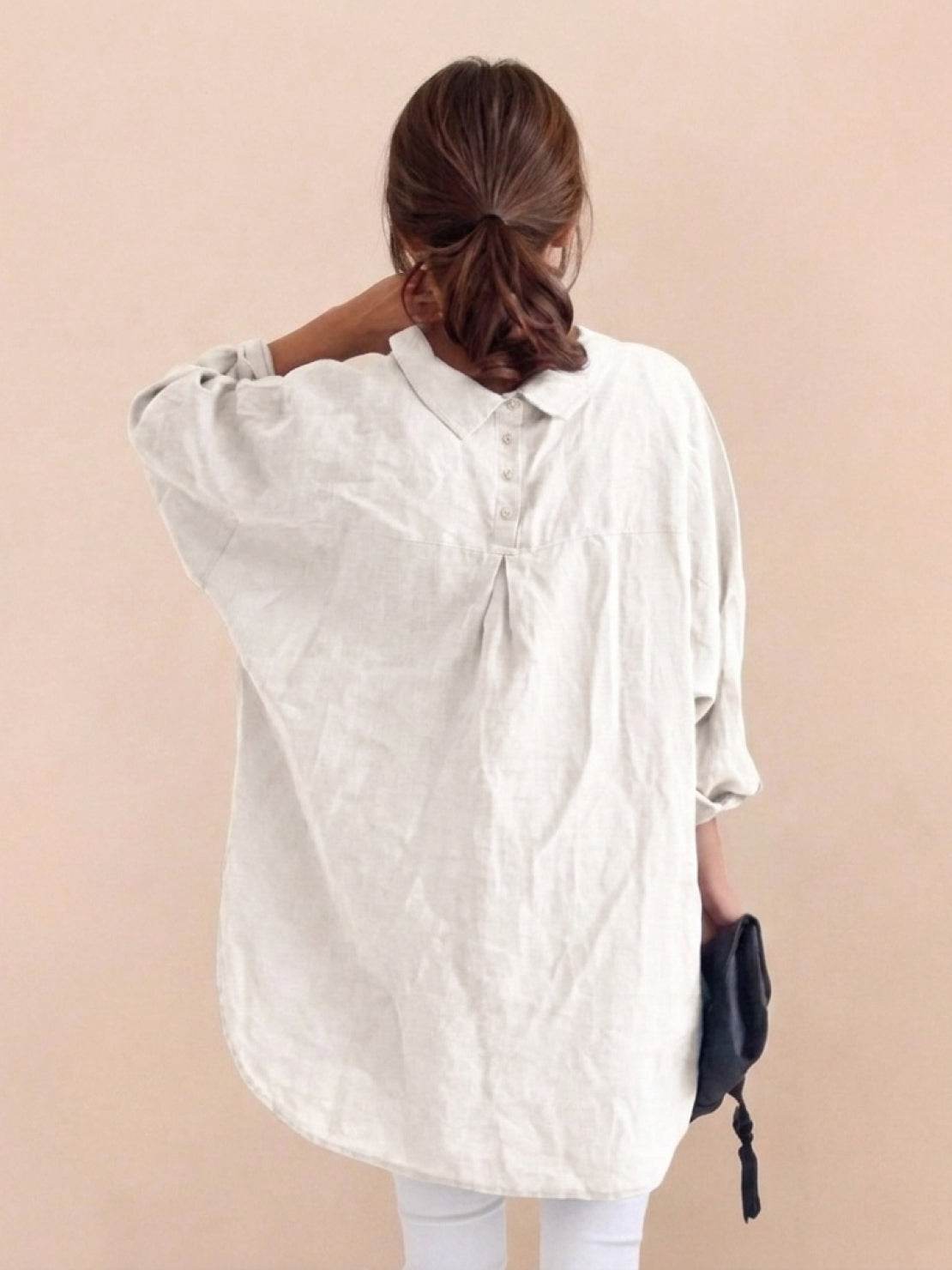 Oversized Linen-Look Boyfriend Shirt