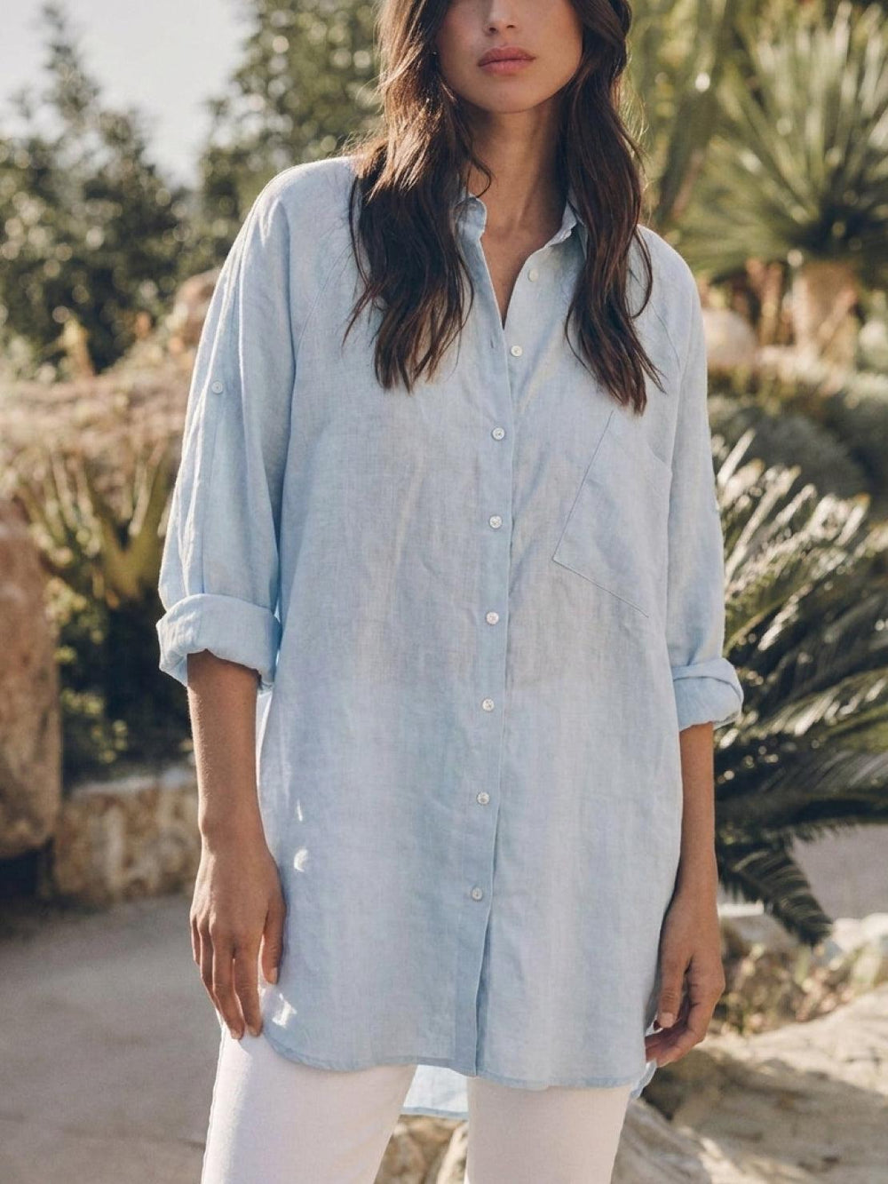 Oversized Linen-Look Boyfriend Shirt