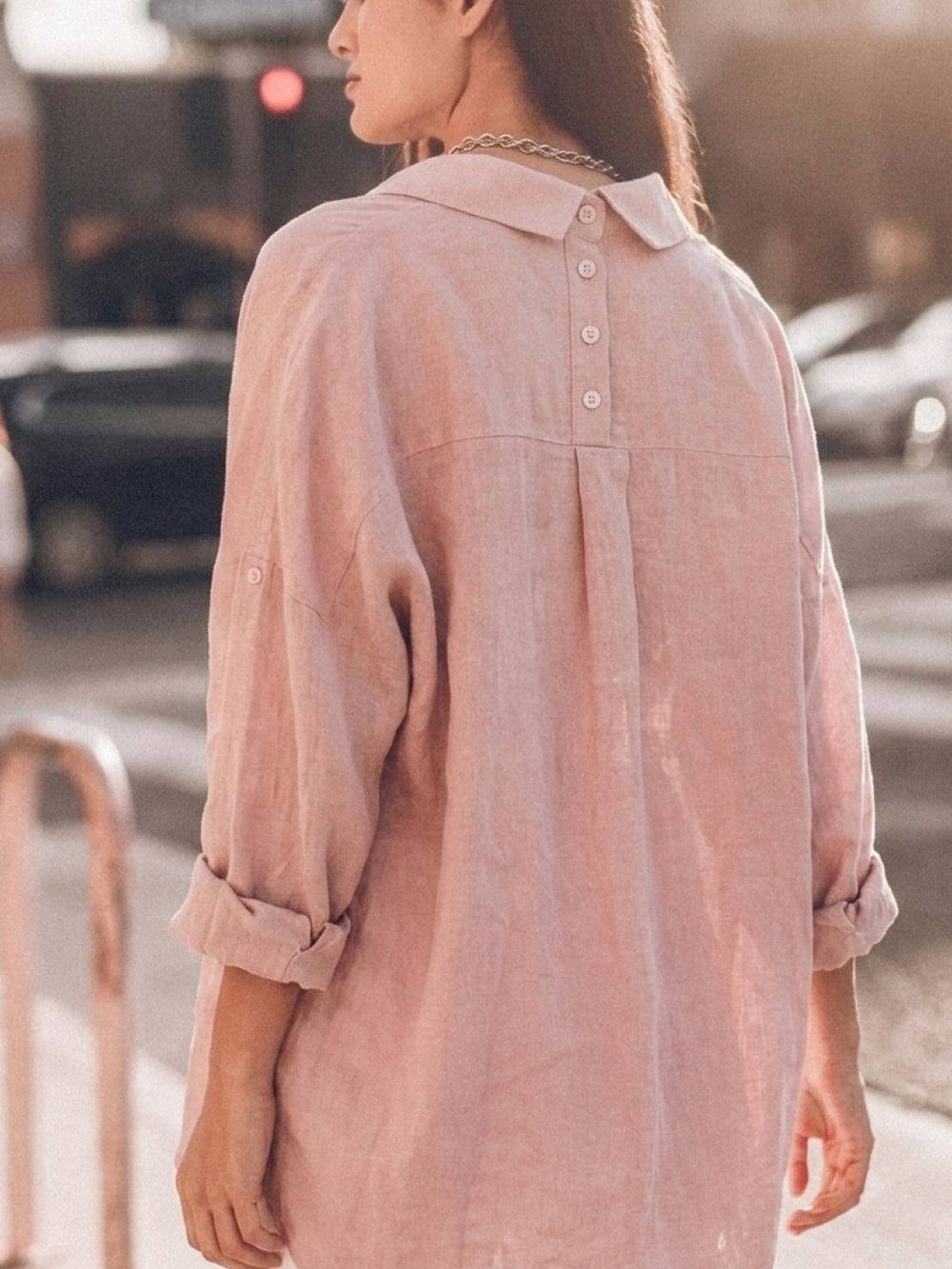 Oversized Linen-Look Boyfriend Shirt