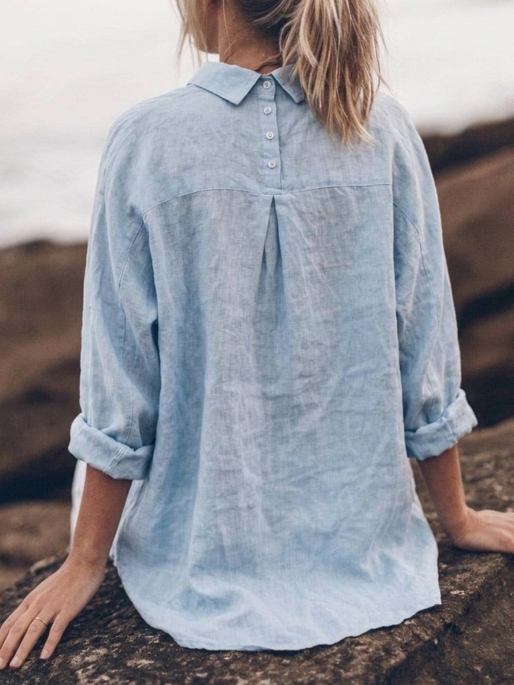 Oversized Linen-Look Boyfriend Shirt