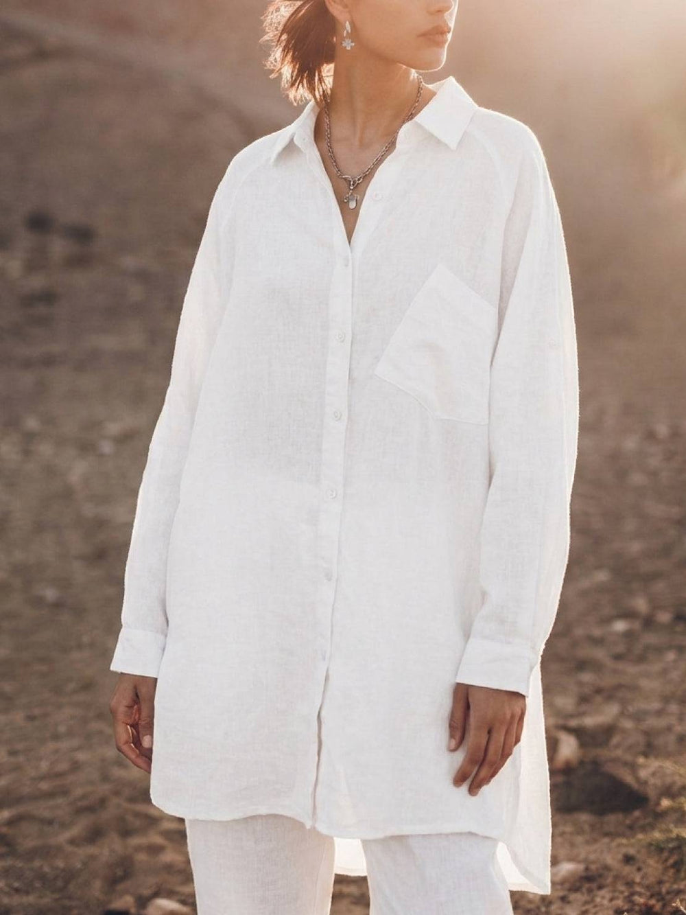 Oversized Linen-Look Boyfriend Shirt