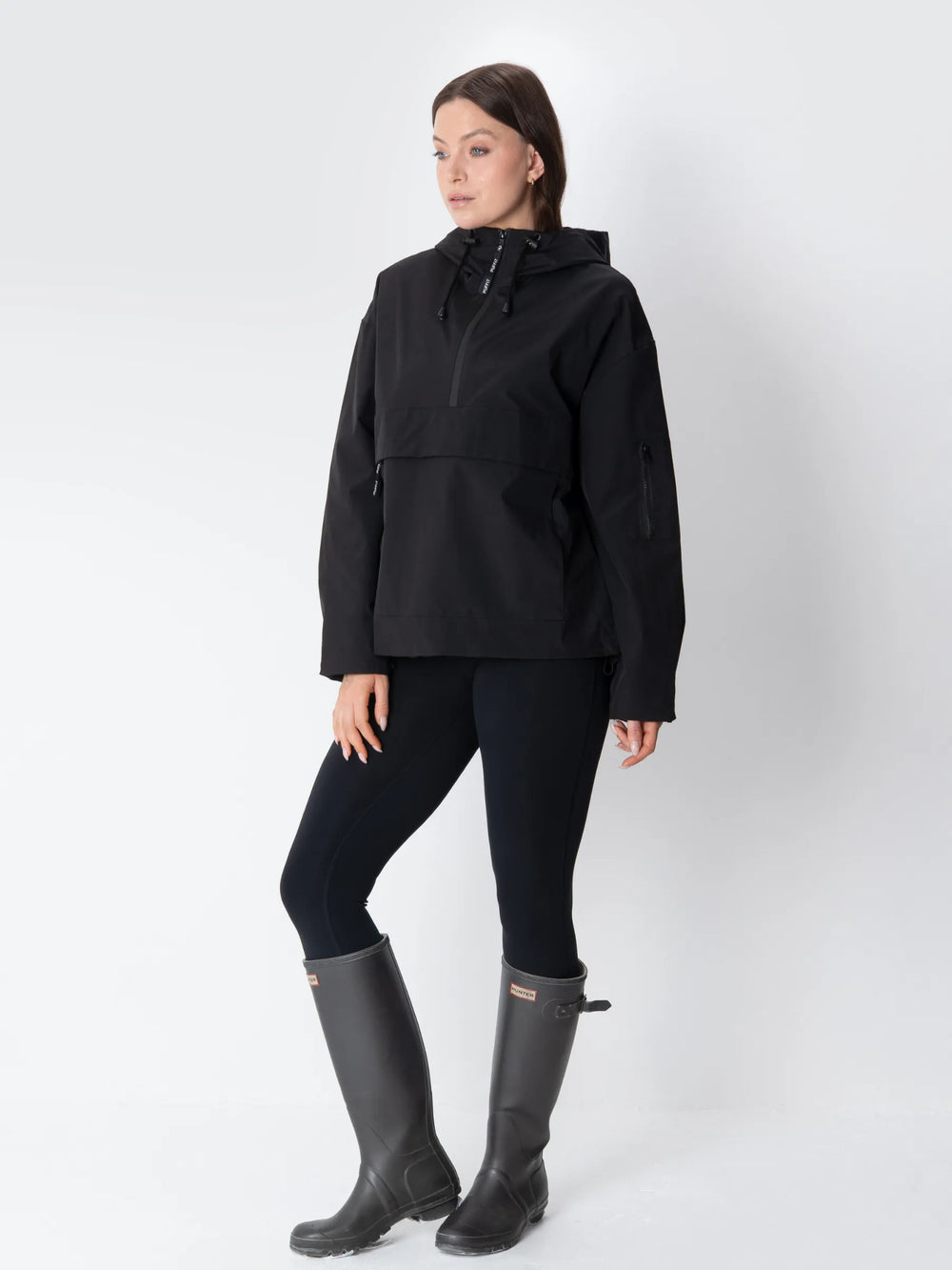 Relaxed Half-Zip Rain Anorak Hoodie