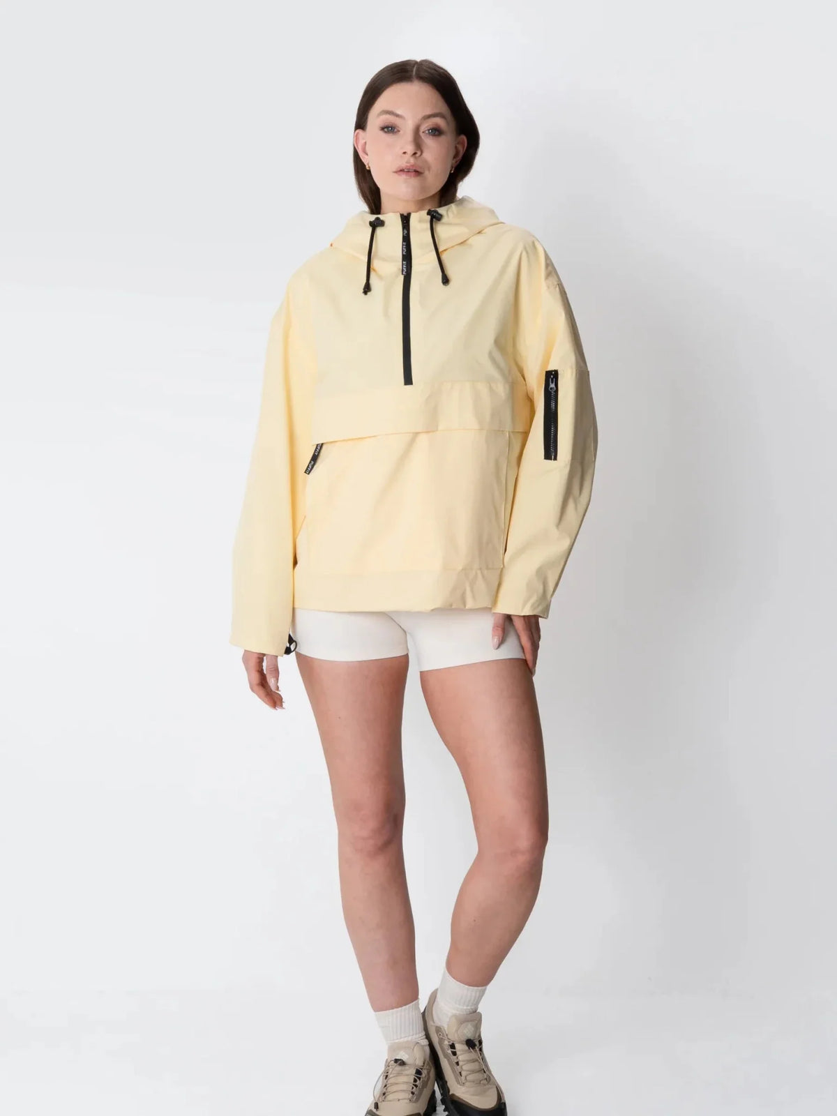 Relaxed Half-Zip Rain Anorak Hoodie
