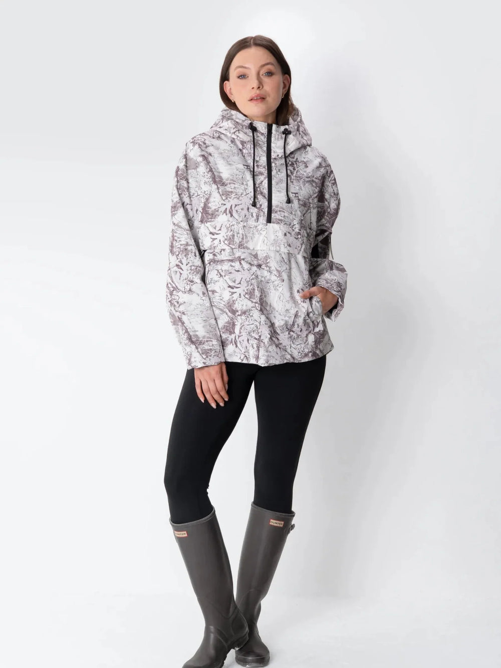 Relaxed Half-Zip Rain Anorak Hoodie