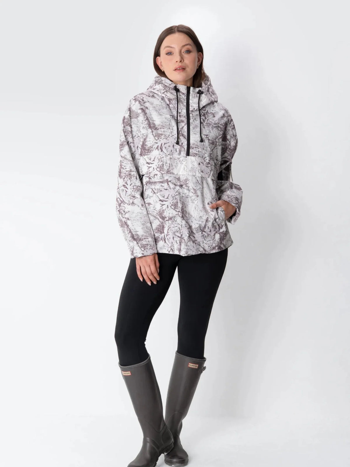 Relaxed Half-Zip Rain Anorak Hoodie