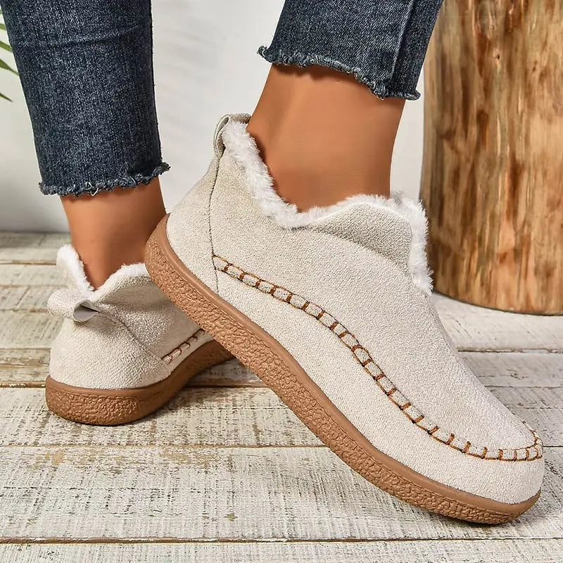 Cushioned Faux Fur-Lined Moc Ankle Booties