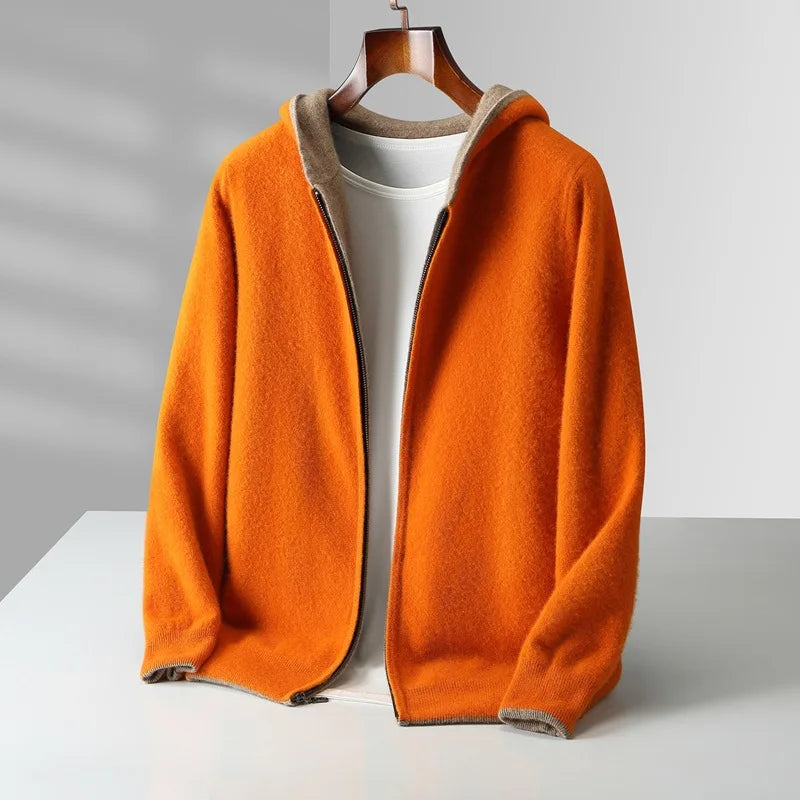 Men's Reversible Cashmere-Touch Zip Hoodie