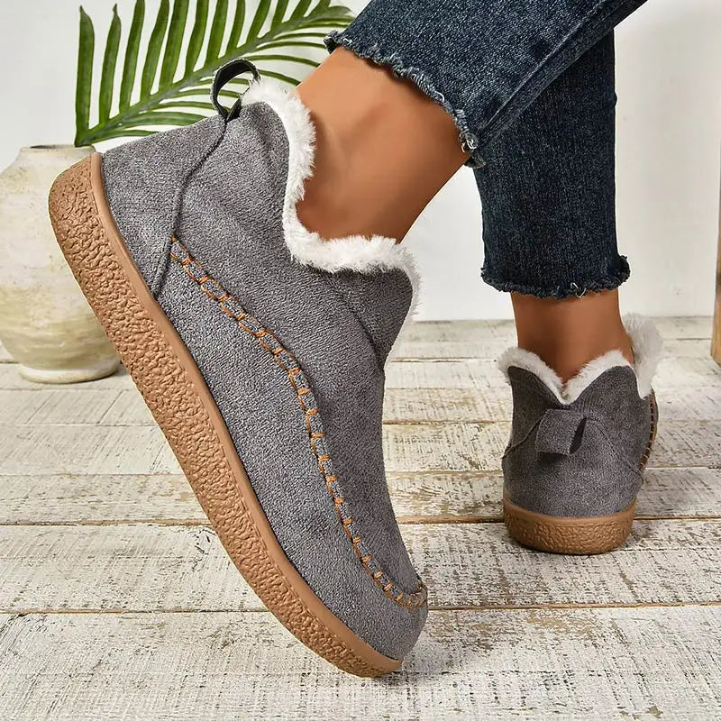 Cushioned Faux Fur-Lined Moc Ankle Booties