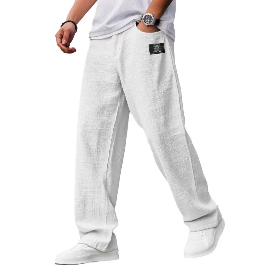Men's Relaxed Linen-Blend Drawstring Pants