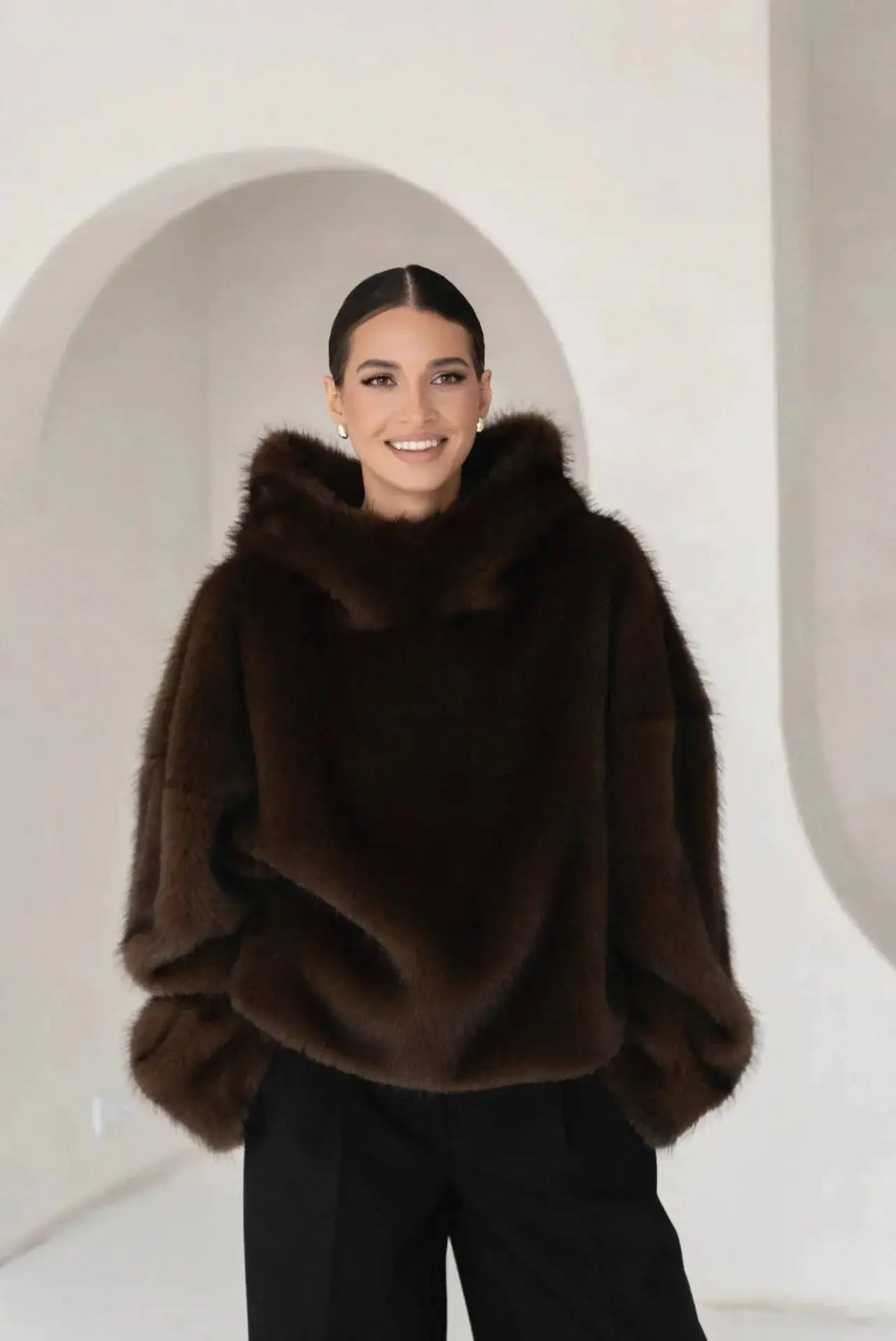 Oversized Plush Faux Fur Hoodie
