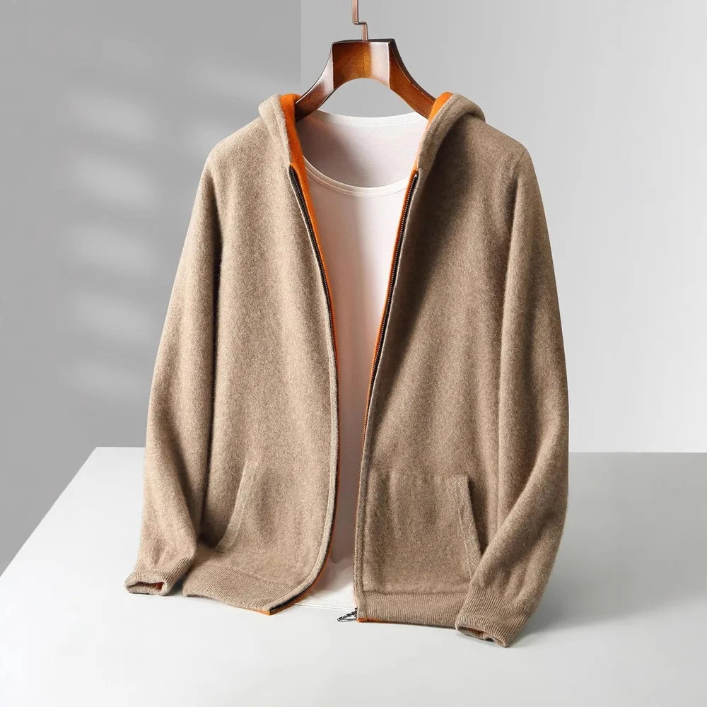 Men's Reversible Cashmere-Touch Zip Hoodie