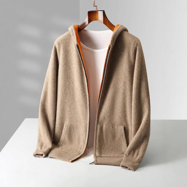 Men's Reversible Cashmere-Touch Zip Hoodie