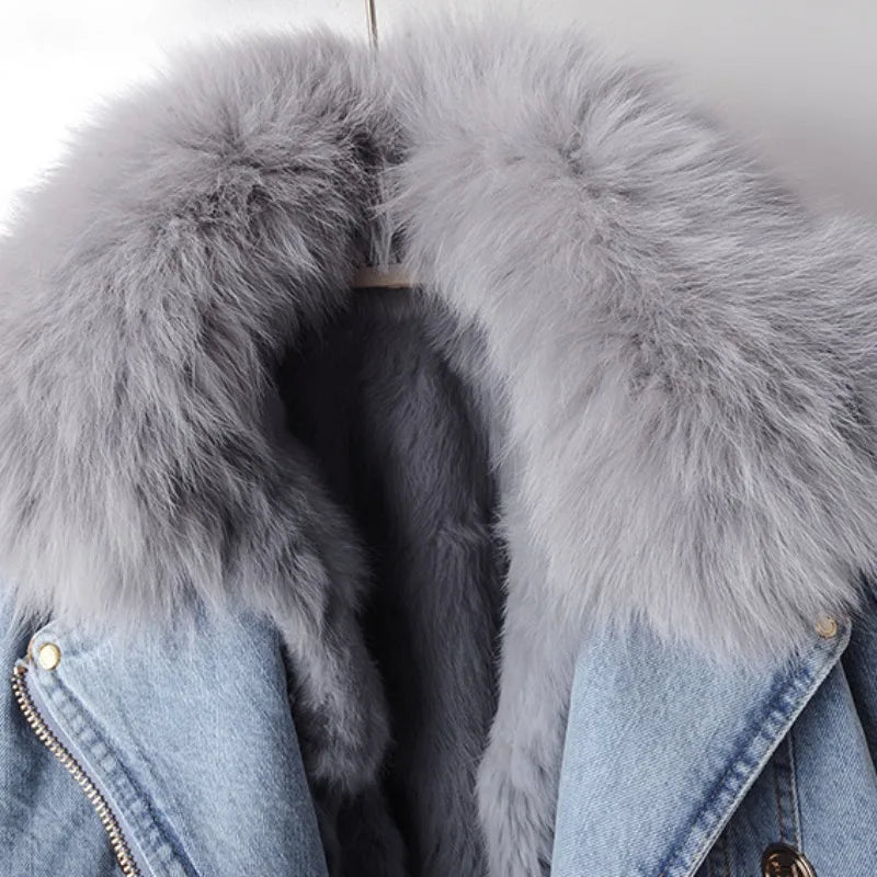 Plush Collar Lined Denim Jacket