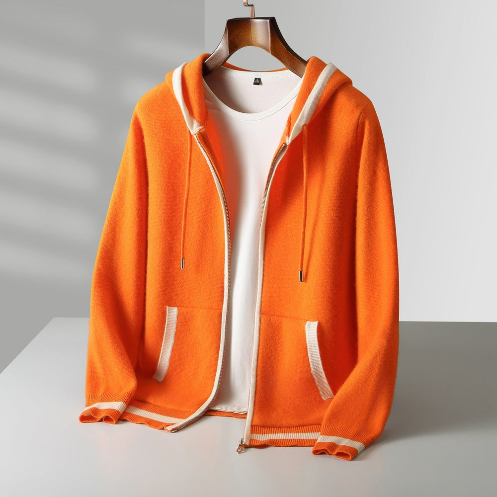 Men's Contrast-Trim Zip Knit Hoodie