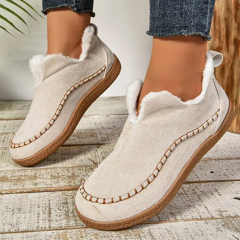 Cushioned Faux Fur-Lined Moc Ankle Booties