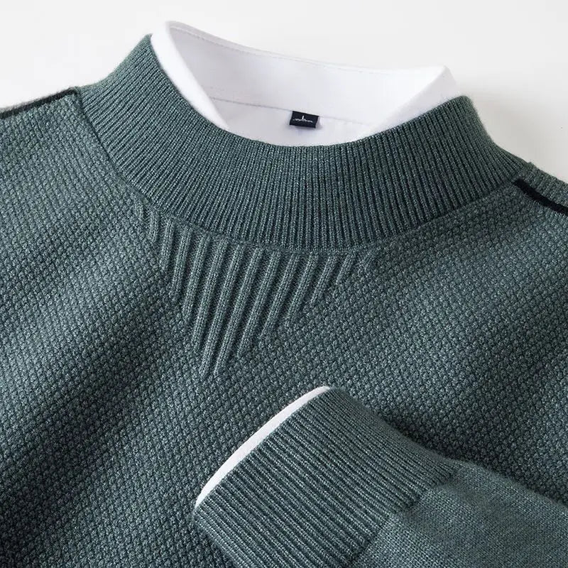 Men's Textured Knit Crewneck Sweater