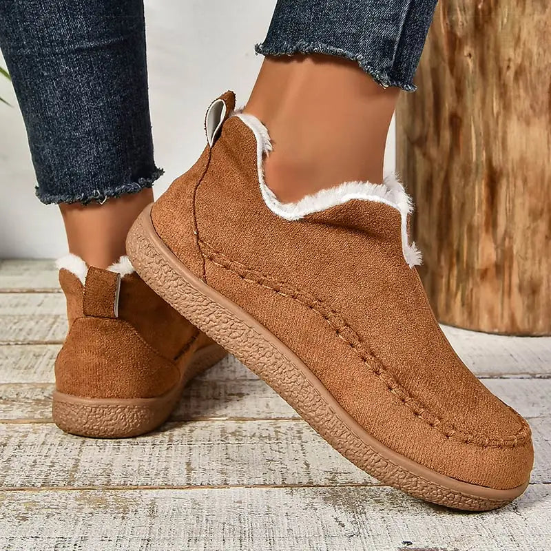 Cushioned Faux Fur-Lined Moc Ankle Booties